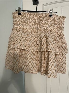 Lilly Pulitzer White and Rose Gold Eyelet Tiered Mini Skirt